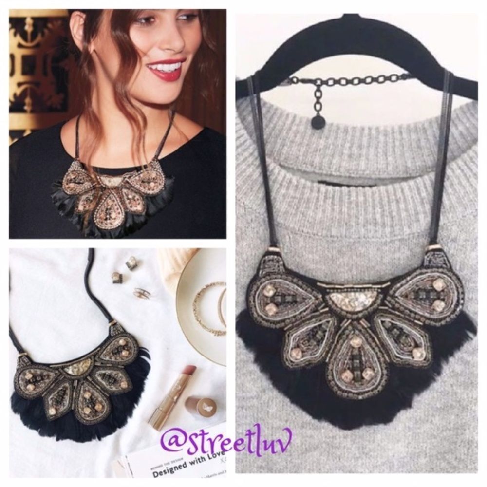 stella & dot ~ constantine feather statement necklace - Picture 4 of 12